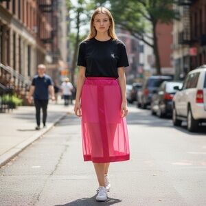 Women’s Sexy Pink Mesh Skirt
New